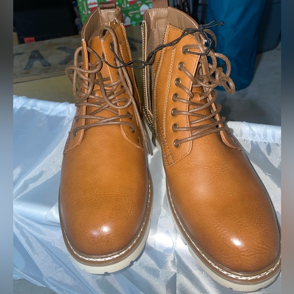 Steve Madden Broome Chukka Men’s Cognac Leather Boots Size 9 Brown Lace P-BROOME - Picture 8 of 13